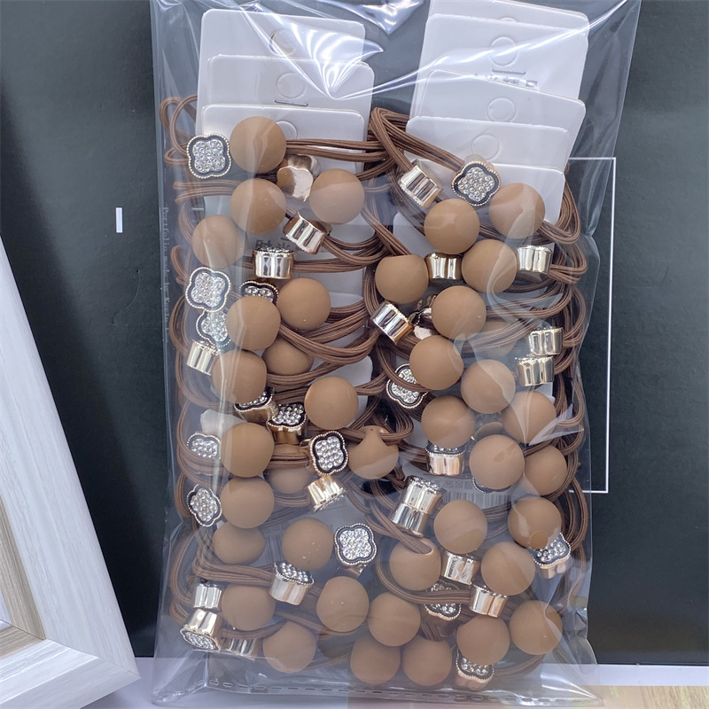 Nuevo estilo coreano etiqueta accesorios para el cabello 2 Tarjeta montada cuerda de pelo simple café leche té cristal cuerda de pelo banda de goma