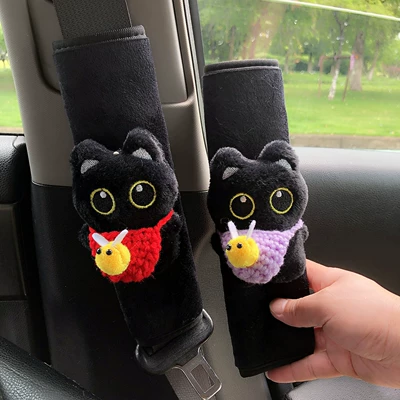 Safety Belt Handle Cover Car | Sürətlər qutusu və əl tormozu başlıqları - little-black-cat-crossbody-red-crossbody-purple-pair