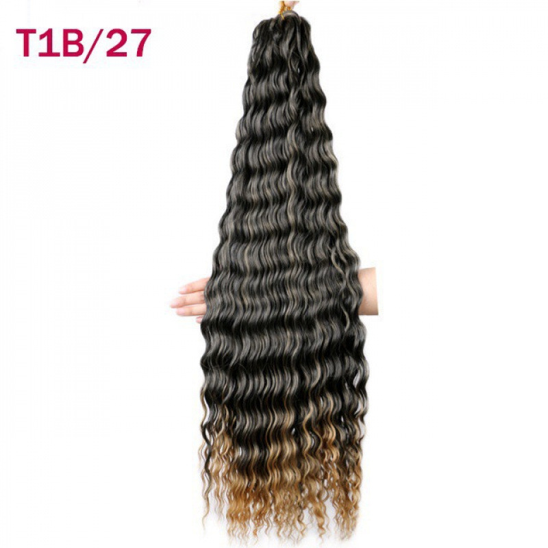 fibra de seda de alta temperatura pelucina de cabello de ganchillo cabello rizado onda profunda cabello Twist fibra de cabello trenzado