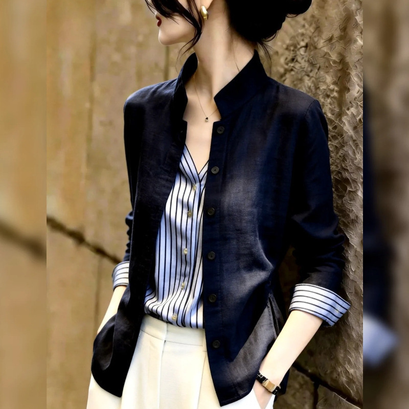 French-style faux two-piece shirt, new autumn 2026 collection, textured, elegant, simple, perfect for commuting, stunning long-sleeved blouse French-style faux two-piece shirt, new autumn 2026 collection, textured, elegant, simple, perfect for commuting, stunning long-sleeved blouse