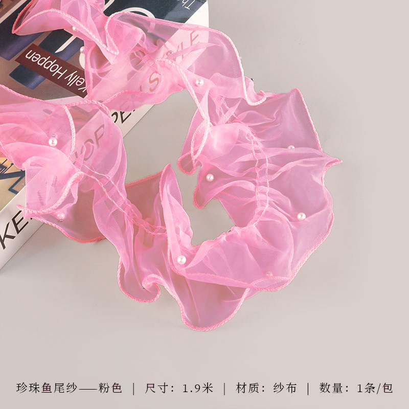 Hilo de borde de hojaldre de perlas, hilo de organza, hilo rizado plisado, textura popular, hilo ondulado, floristería, materiales florales