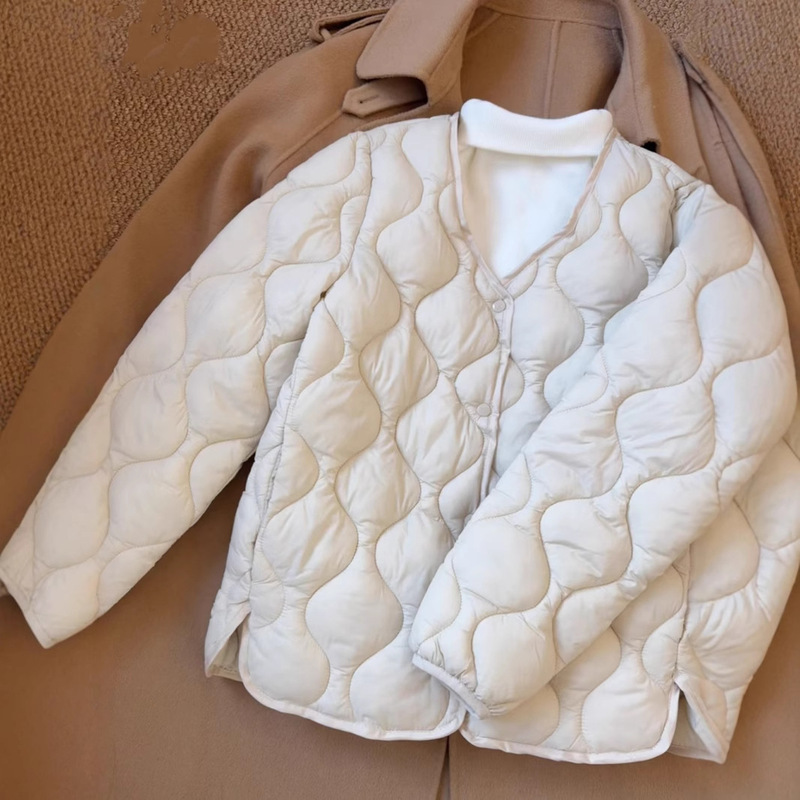 Lightweight Short Cotton Jacket Without Collar, New Spring 2026 Model, Warm and Slim-Fit, Lightweight Cotton Coat