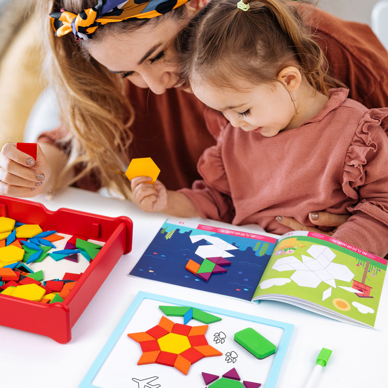 Puzzles para niños Puzzles de geometría Puzzles de madera Bloques de construcción manuales Concentración cerebral Juguetes para niños de 3 a 6 años