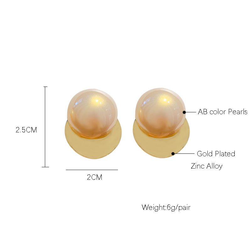 8g Weight Romantic French Office Style Large Pearl Round Heart Earrings