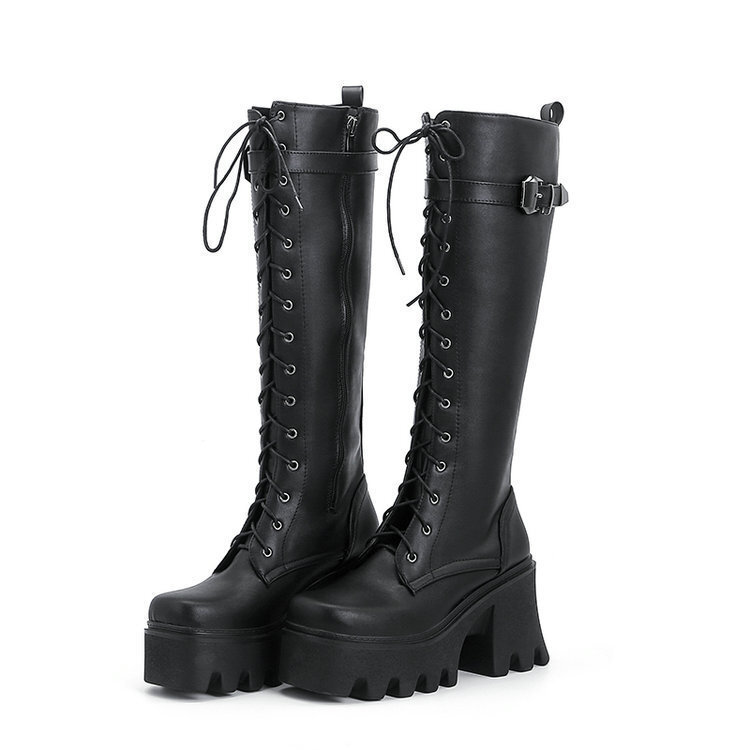 Women's Long Boots But Knee British Style Autumn and Winter New High Boots Thick Bottom Thick Heel Super High Heel Knight Boots Knee-high Boots Women's Long Boots But Knee British Style Autumn and Winter New High Boots Thick Bottom Thick Heel Super High Heel Knight Boots Knee-high Boots