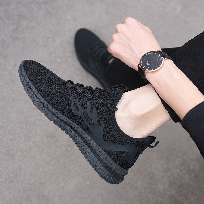 Men's summer sports universal black casual breathable sneakers