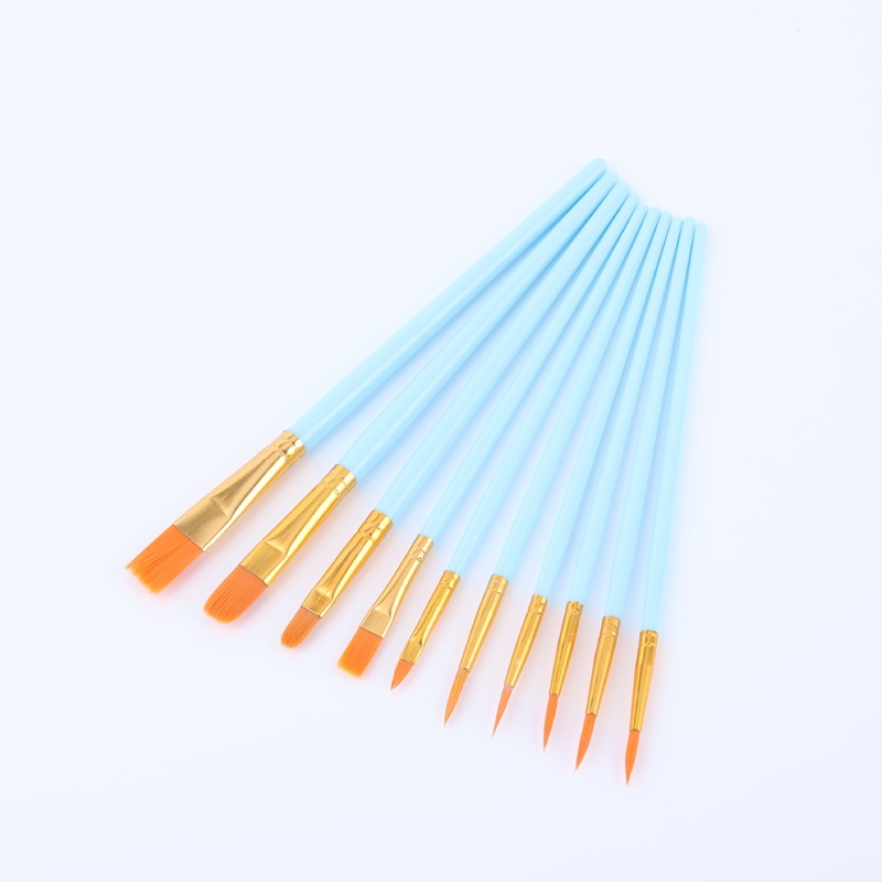 国境を越えた新製品 10 パール光沢のあるプラスチックロッド油絵ブラシセット絵画水彩手描きアート油絵ブラシセット|undefined