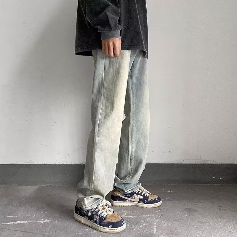 Estilo de Hong Kong hombres de moda verano nuevo estilo 2024 personalidad alfabeto jeans hip-hop ins marea calle alta tendencia pantalones guapos