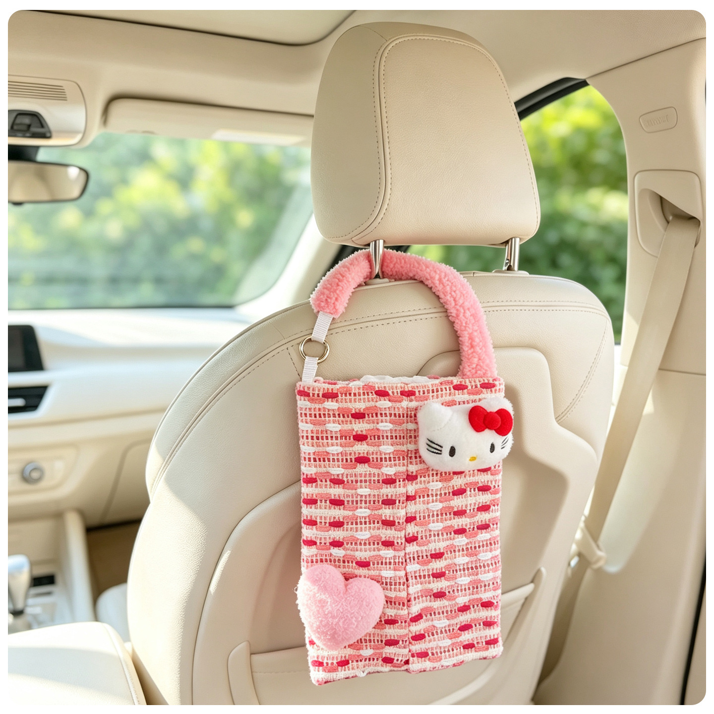 Car Tissue Box Creative Cute Hellokitty Tissue Box Car Tissue Hanging Bag In-Car Tissue Box for Women