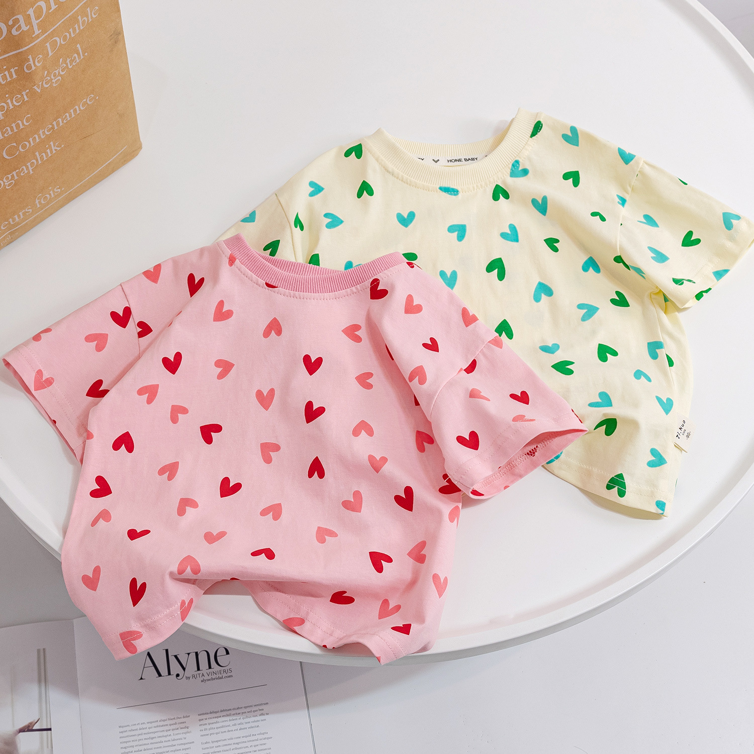 120g Weight Children's T-shirt Children's Clothing Type Simple Style Heart Shape Cotton T-shirts & Blouses