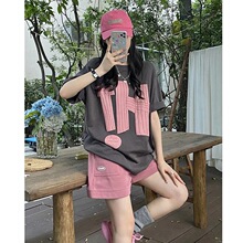 时尚减龄运动服套装女夏季短袖短裤学生韩版宽松休闲两件套跑步潮