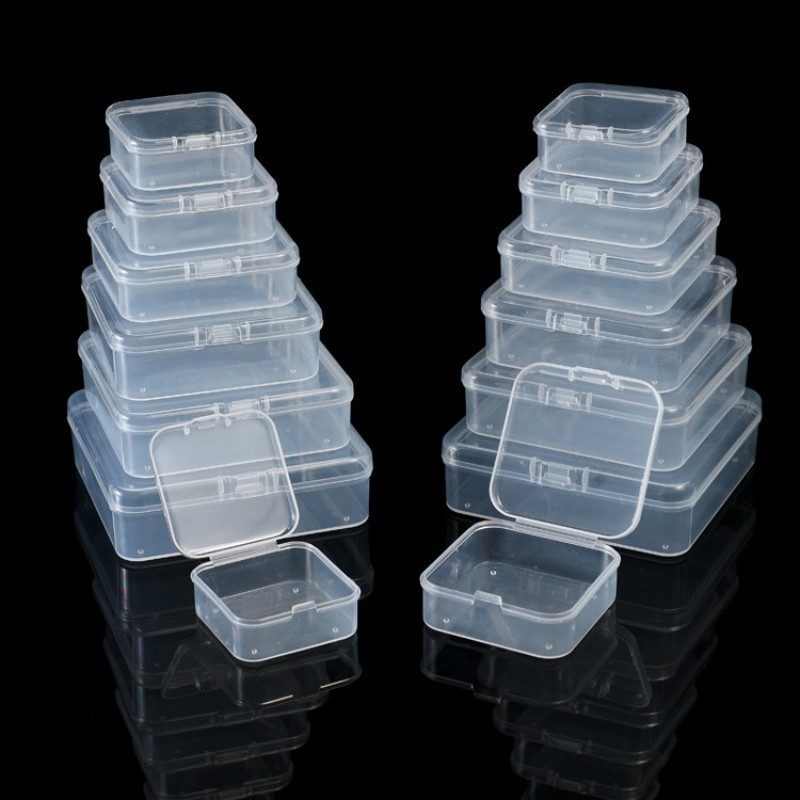 Square PP Plastic Box Rectangular Translucent Packaging Box Small Material Box with Lid Parts Jewelry Storage Box