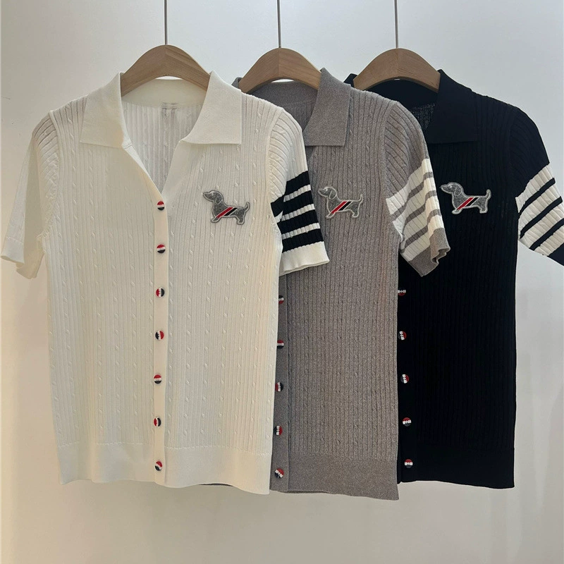 Summer fitted knitted cardigan, print