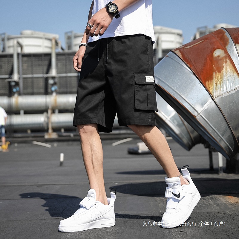 Cross-Border Army Green Cargo Shorts for Men, Plus Size, Loose Trendy Khaki Shorts for Overweight Individuals