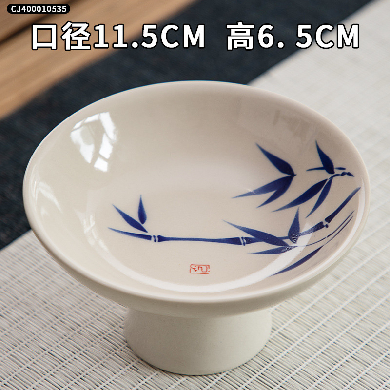 中国式のお茶の皿は簡単に家庭用の高足の精巧な果物の皿の陶磁器のお菓子の皿でお茶を飲みます。|undefined