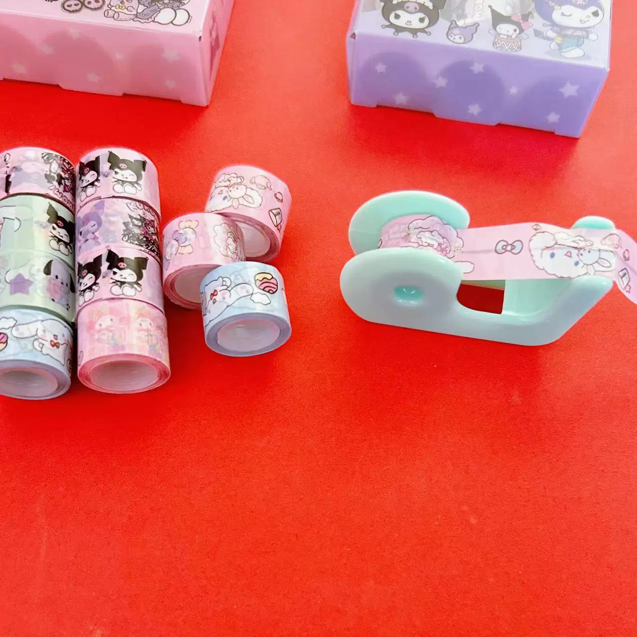 Лента Sanrio с высоким рыночным спросом Kuromi 12 шт. бумаги и ленты DIY резиновая бумага набор для рукоделия, наклейки