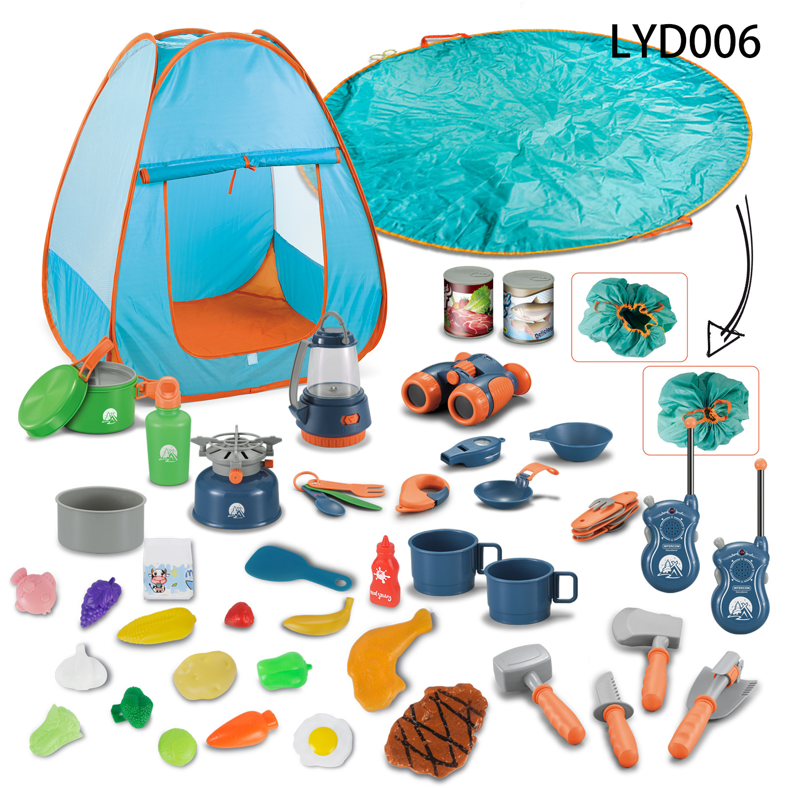 Juego de vajilla educativa para niños, para camping, picnic, con walkie-talkies, utensilios de cocina, para jugar al aire libre.
