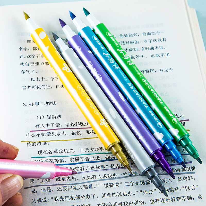 Papelería creativa TD23 de doble cabeza pintura pluma estudiante DIY diario clave marca marcador estudiante escuela suministros