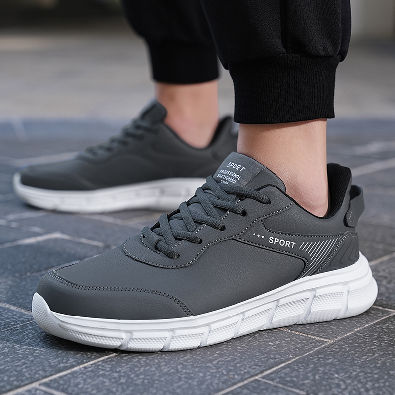 Marke Herren neue schwarze Leder wasserdicht Sport leichte weiche Sohle große Größe Student Reise Schuhe Trend_voghion.com