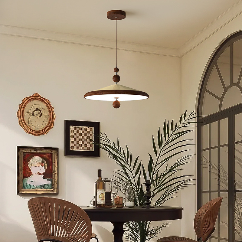 Personalidad creativa de estilo medieval armilla de restaurante candelabro color nuez candelabro de isla de espectro completo LED candelabro de hierro forjado