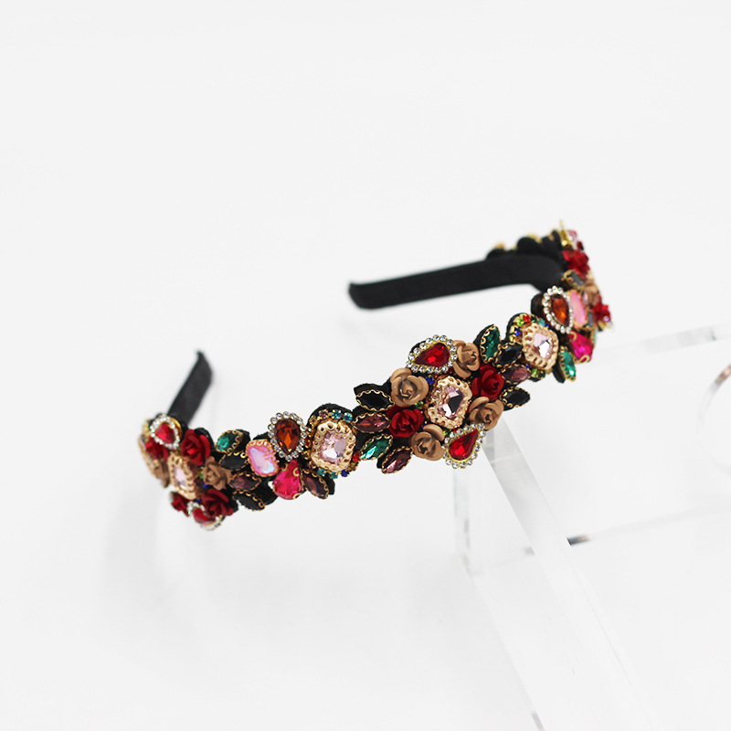 150g Weight Headwear Classification Anniversary, Business, Travel, Birthday, Festival Occasion Metal Material Geometric, Plaid Pattern Women'S Gender Red, Green Color New Fashion Korean Flower Metal Rose Headband 5