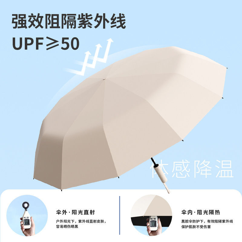 Sombrilla de vinilo triple, doble uso para sol y lluvia, sombrilla plegable, sombrilla con impresión de logotipo, sombrilla publicitaria, protección UV.