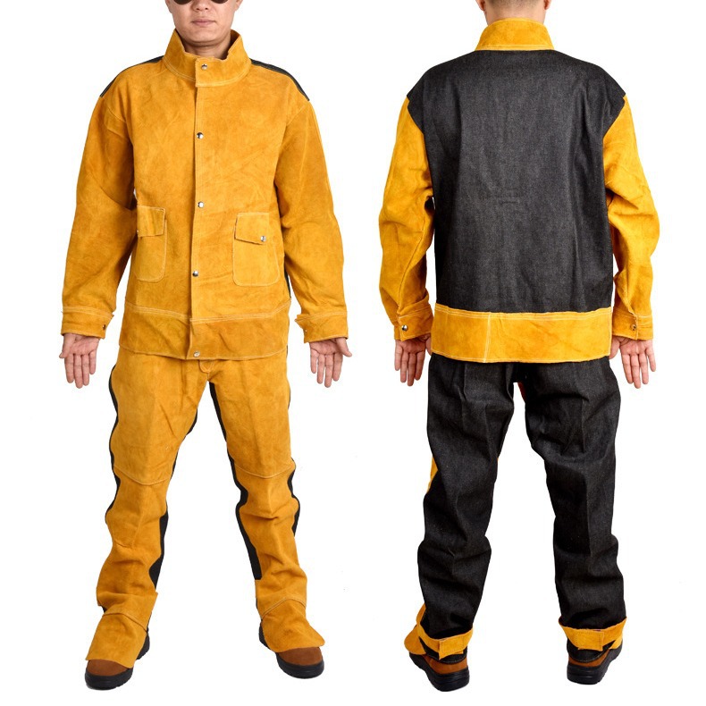 Factory direct supply processed cowhide electric welding workwear TIG welding long sleeve protective suit anti-electric arc splatter leather jacket