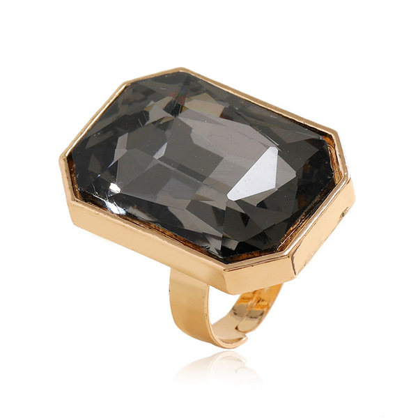 Rectangular fashionable elegant trend one size ring with stone