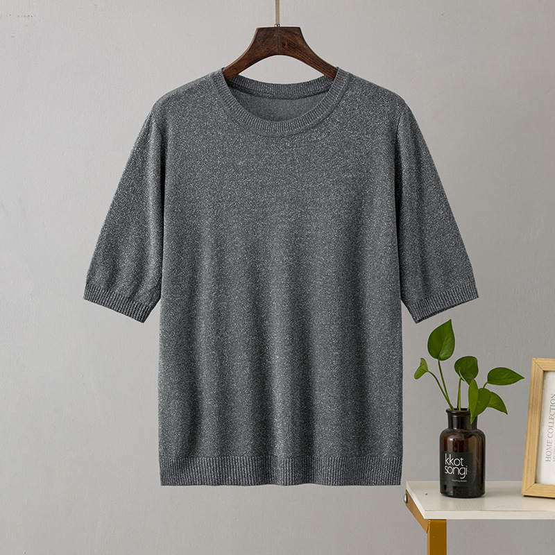 146g Weight Half Sleeve Sleeve Length Regular Sleeve Sleeve Type stretch cotton Fabric Type Regular Top Length T-shirt Tops Type Daily Occasion Round Neck Neckline Bright Silk Function Slim Fit Type Solid Color Pattern Summer Season Women's Gender Casual, Basic, Commute style Style Wholesale Women's Casual Basic Commute Style Solid Color Half Sleeve T-Shirts 11