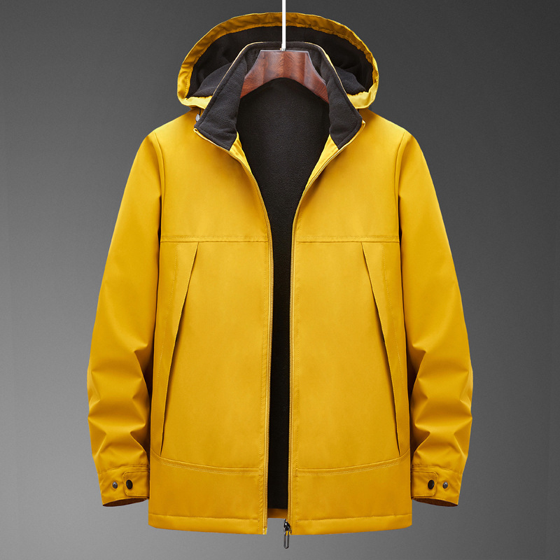 New Winter Thickened Warm Soft Shell Jacket, Outdoor Windproof and Rainproof Jacket, Casual Detachable Hooded Jacket