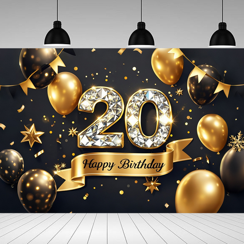 Nueva tela de fondo de feliz cumpleaños transfronteriza, carnaval de fiesta, serie principal de decoración de escenas, banner de cumpleaños