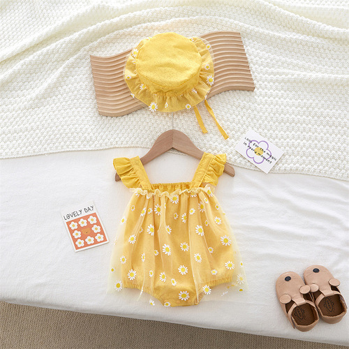 Summer Newborn Baby Clothes for Girls, Category A, Pure Cotton Newborn Onesie, Sleeveless Princess Style, Wearable Pouch Dress