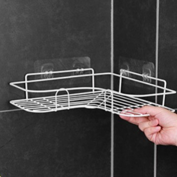 Baño sin perforaciones estante de almacenamiento triángulo montado en la pared inodoro baño lavabo de almacenamiento suministros de pared