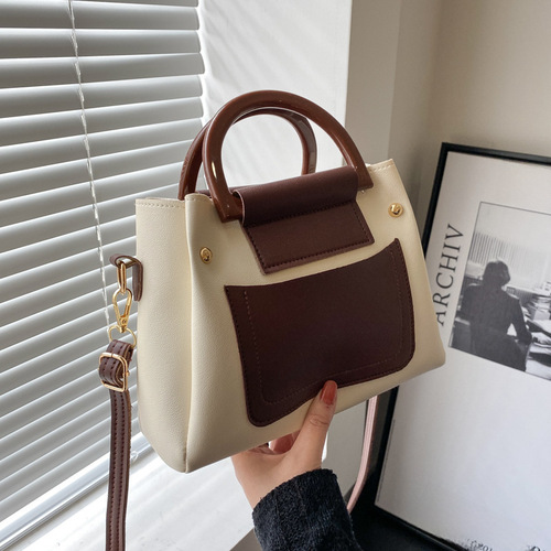 New Spring Korean Style Fashion Patchwork Retro Texture Shoulder Small Square Bag 2024 Casual Stylish Handbag Crossbody Bag