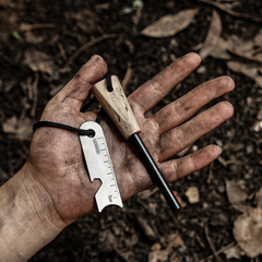 Portable outdoor flint and steel camping equipment wilderness survival tool magnesium rod fire starter wooden handle fire stick