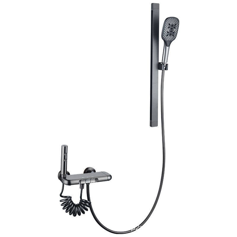 Ducha presurizada simple conjunto de ducha doméstica gris baño tipo estante dividido grifo presurizado boquilla de ducha
