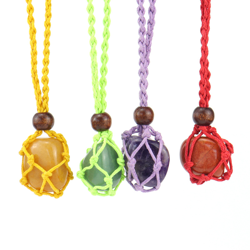 Ethnic Style Geometric Natural Stone Braid Pendant Necklace display picture 1