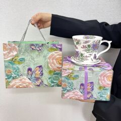 紫菀花高级感马克杯手绘拿铁咖啡杯送女生生日礼物乔迁新居伴手礼