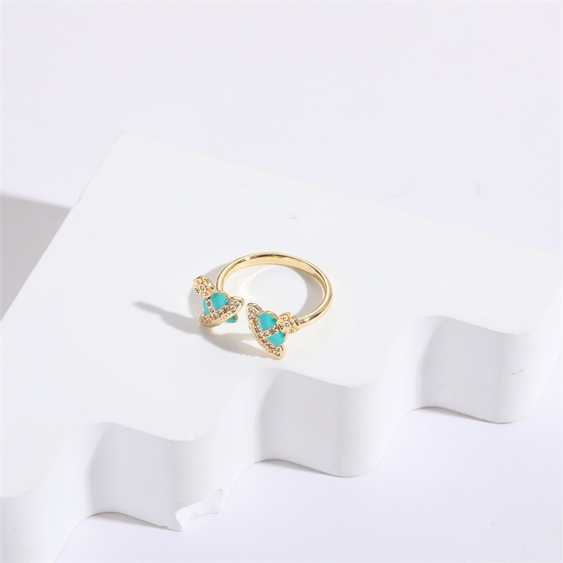 Fashion Planet Copper Inlay Zircon Open Ring 1 Piece
