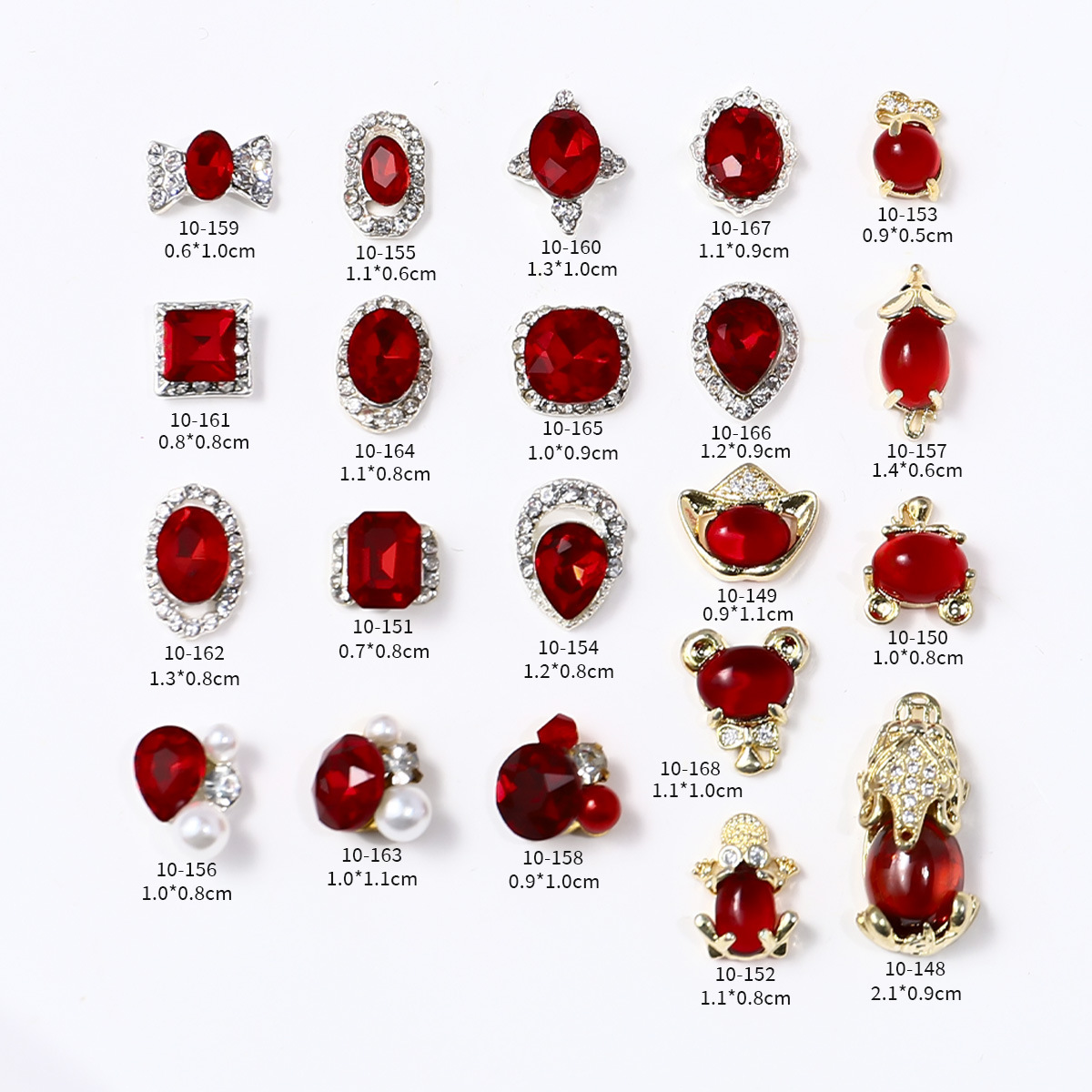 Año Nuevo manicuría retro Anchor Red Pillar taladro explosión amor flash azúcar de cristal elíptico taladro bola accesorios de uñas