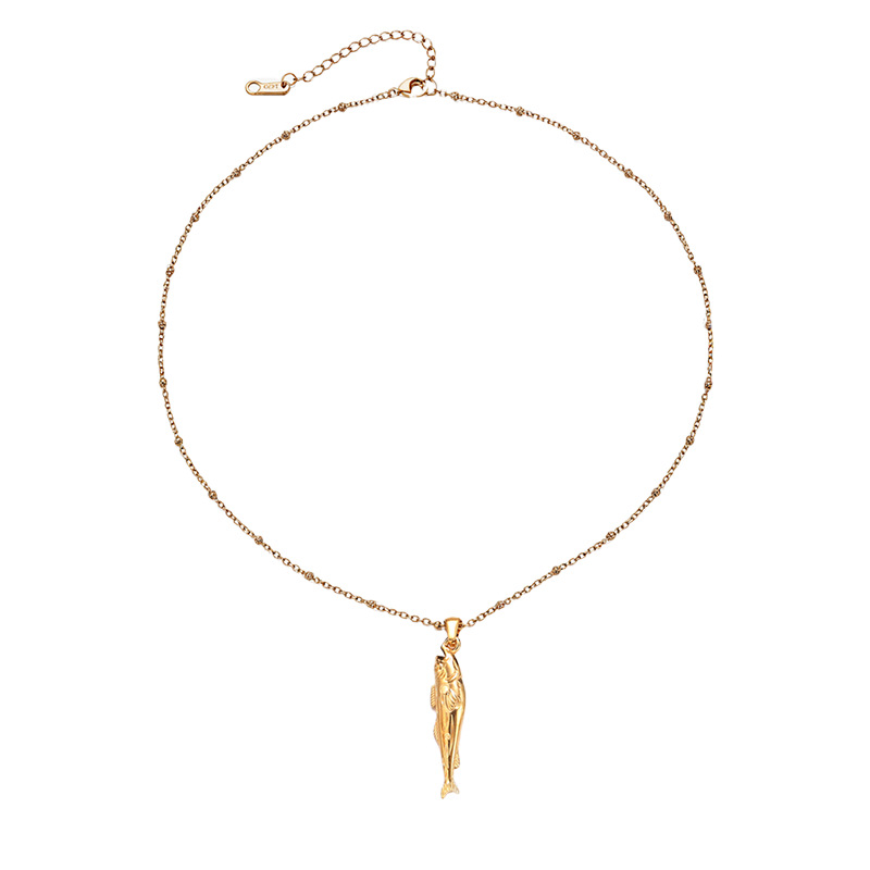 Tina Europa y América de moda transfronteriza 18k oro nicho diseño collar de colgante de pez vacacional ligeros collares de lujo al por mayor