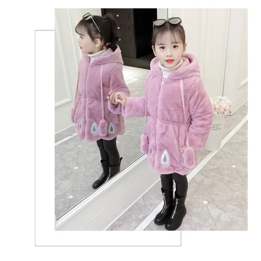 Abrigo para niñas 2024 nuevo estilo coreano chaqueta acolchada gruesa chaqueta acolchada de algodón para niñas, abrigo de invierno para niños grandes, piel sintética
