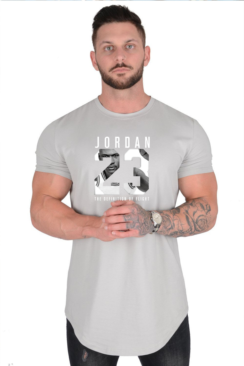 Camiseta de manga corta para hombre 2023 nueva primavera y verano nueva juventud casual simple pura media manga cuello redondo top