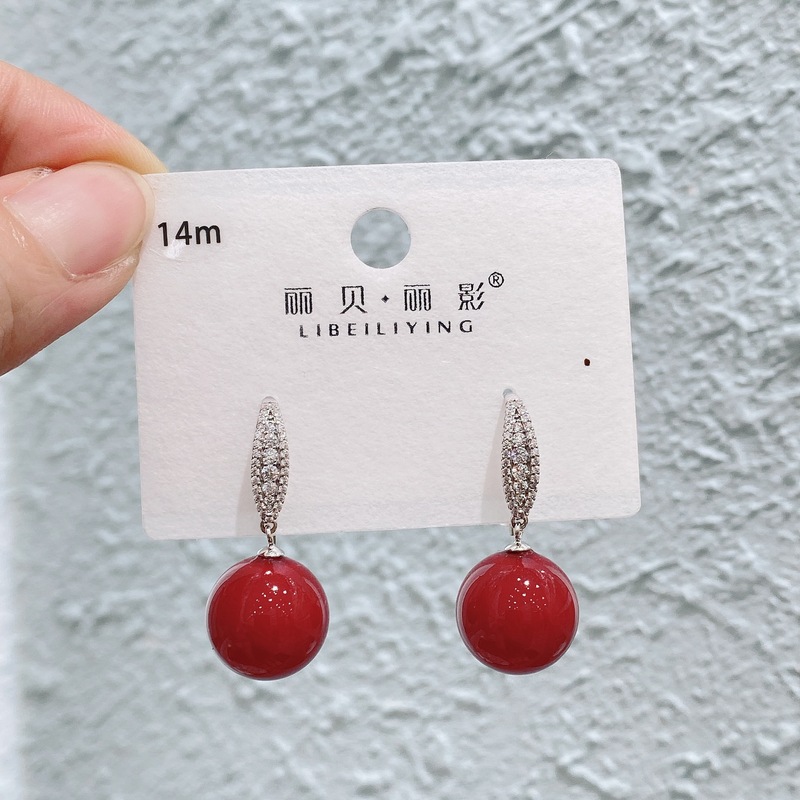 丽银/丽贝丽影红色系列耳饰复古时尚百搭氛围感滴油轻奢耳环预售|undefined