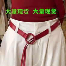 装饰打结腰带女韩版配连衣裙子pu皮带细复古ins风窄绑带人字车线