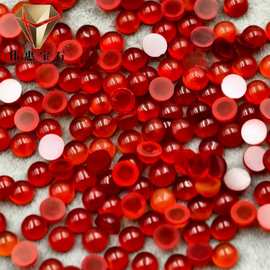 天然红玛瑙散珠diy饰品配件平底素面卜面刻面珠子裸石现货批发