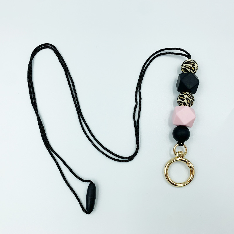 Amazon nuevo collar de insignia versátil maestro enfermera ID de estudiante Cordón de identificación de silicona con cuentas cordón llavero