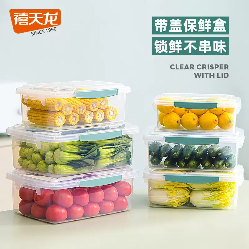 禧天龙冰箱收纳盒食品级保鲜盒厨房桌面收纳箱长方形防尘透明盒子
