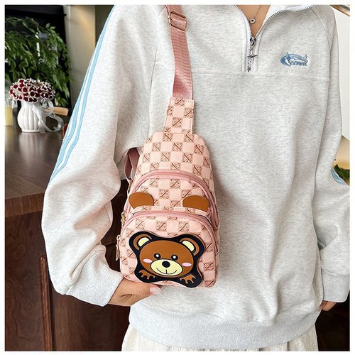 Cartoon Bear Mobile Phone Bag 2024 New Light Luxury Chest Bag Western Style Mobile Phone Bag Korean Version Trendy One Shoulder Crossbody Bag for Women