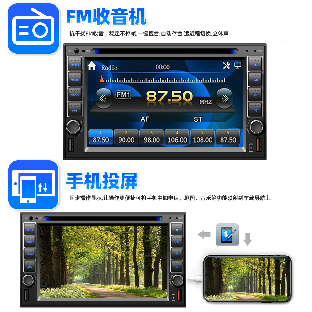 6.2inch Car Bluetooth Dvd Cd Car Mp3 Mp5 Player Mobile Phone Interconnection Dual-Disk Universal Model Hd 12V